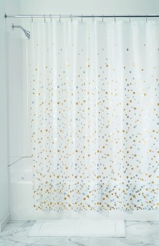 Zuhanyfüggöny Confetti, iDesign, 183x183 cm, PEVA, ezüstszín/aranyszín