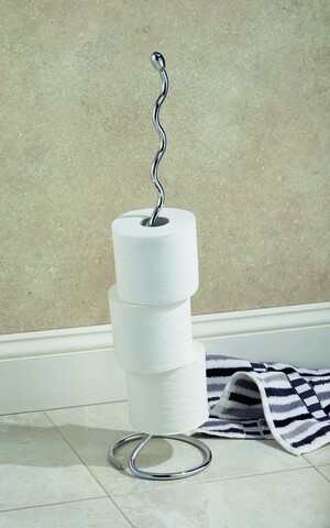 Suport pentru depozitat hartie igienica Orbinni, iDesign, Ø16.5x63 cm, otel