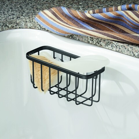 Gia edényszivacstartó, iDesign, 14,5x6,4x6 cm, rozsdamentes acél, matt fekete