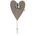 Cuier My Heart, Clayre & Eef, 1 agatatoare, 7x3x15 cm, lemn, gri