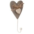 Cuier My Heart, Clayre & Eef, 1 agatatoare, 7x3x15 cm, lemn, gri