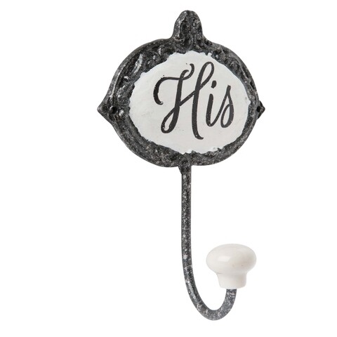 Cuier His, Clayre & Eef, 1 agatatoare, 10x6x14 cm, fier, gri