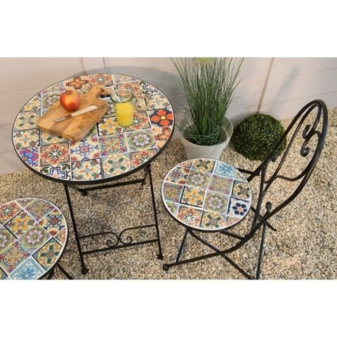 Scaun pentru gradina Branga Mosaic, Decoris, 39x47x94 cm, negru/multicolor