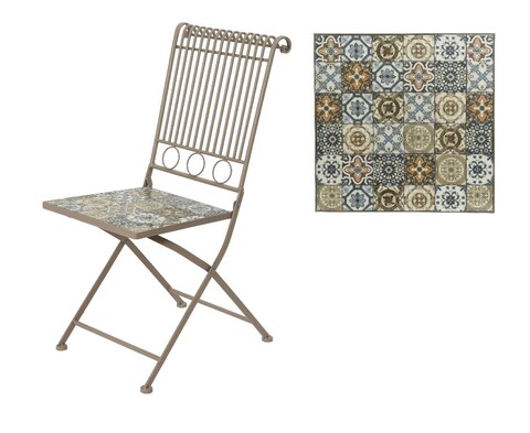 Toulouse Mosaic kerti szék, Decoris, 45x38x90 cm, krémszínű / tarka