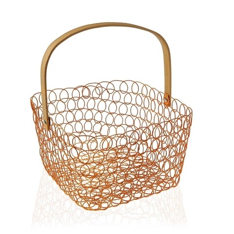 Cos pentru fructe Coralie, Versa, 25x25x30 cm, metal, portocaliu