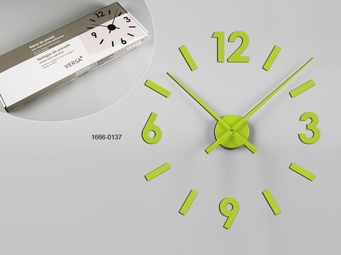 Ceas de perete tip sticker, Versa, polipropilena, verde