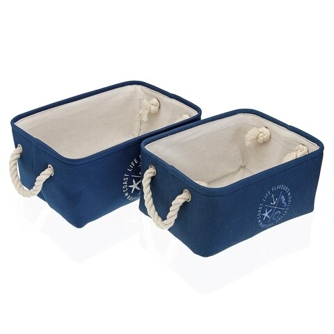 Set 2 cosuri de depozitare Nautical, Versa, 35x25x16 cm, textil