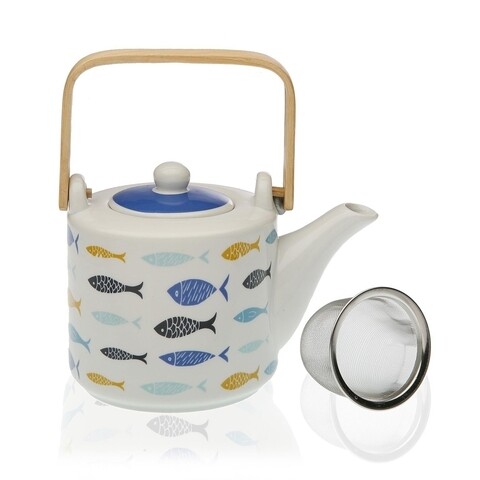 Ceainic cu infuzor Blue Bay, Versa, 11.5x10.5x15 cm, portelan