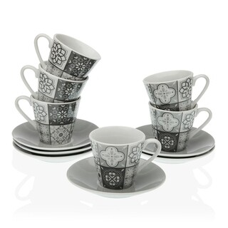 Gri, Set 6 cesti cu farfurie