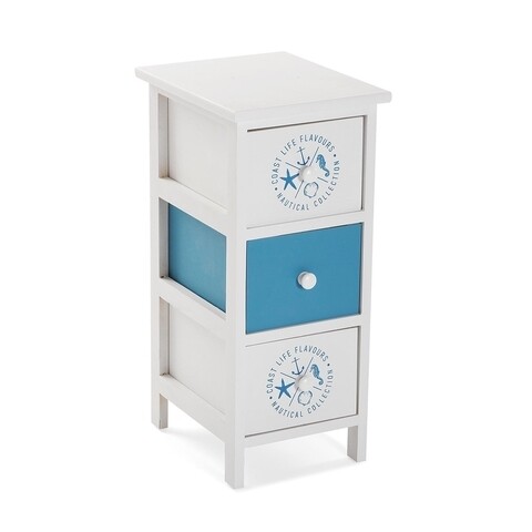 Organizator pentru baie cu 3 sertare Nautical, Versa, 25x30x56 cm, lemn de paulownia
