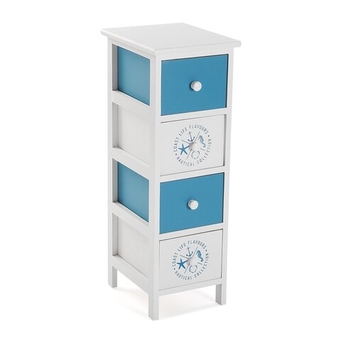 Organizator pentru baie cu 4 sertare Nautical, Versa, 25x30x72 cm, lemn de paulownia