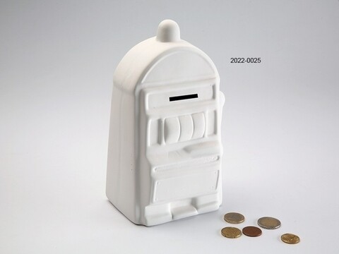 Pusculita Slot Machine, Versa, 12x9x22 cm, ceramica, alb