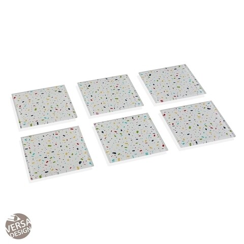 Set 6 suporturi pentru pahare Vivid Terrazzo, Versa, 10.5x10.5 cm, sticla