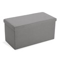 Bancheta cu spatiu de depozitare Rory, Versa, 76.5x38x37.5 cm, poliuretan, MDF, gri inchis