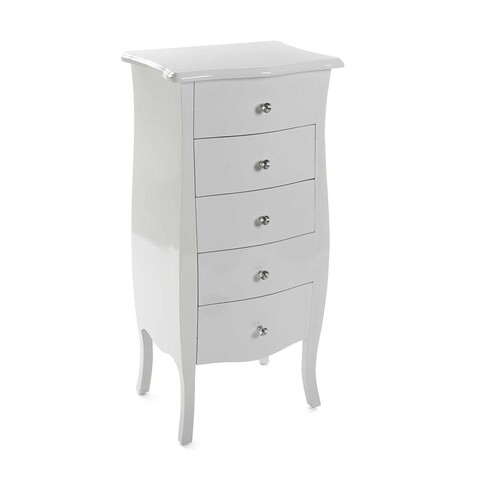 Cagliari White Komód 5 fiókkal, Versa, 48x36x100 cm, fenyőfa