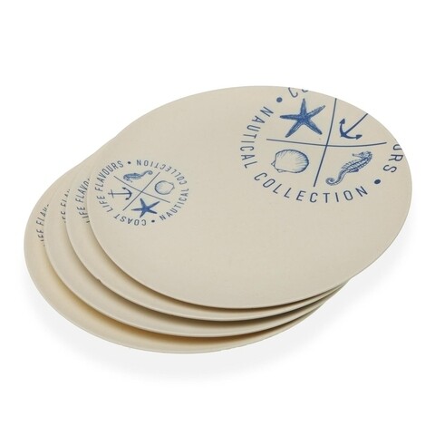 Set 4 farfurii intinse Nautical, Versa, Ø25 cm, amestec bambus