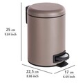 Cos de gunoi cu pedala, Wenko, Leman, 3 L, 17 x 25 x 22.5 cm, inox/polipropilena, bej