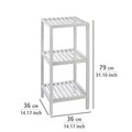 Suport cu 3 rafturi, Wenko, Norway, 36 x 79 x 36 cm, lemn de nuc, alb