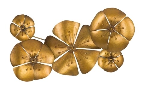 Decoratiune de perete Goldy Flower, Mauro Ferretti, 94x6x50 cm, fier