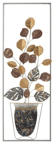 Decoratiune de perete 3D Vase, Mauro Ferretti, 31x3.5x89.5 cm, fier