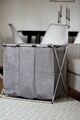 Cos de rufe cu 3 compartimente, Wenko, Trio, 130 L, 63 x 57 x 38 cm, poliester/aluminiu, gri