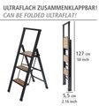 Weko összecsukható létra, 3 lépcsős, csúszásmentes, 44 x 127 x 5,5 cm, alumínium / műanyag, fekete