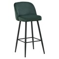 Scaun de bar Conrad, InArt, 45x55x100 cm, fier/catifea, verde