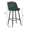 Scaun de bar Conrad, InArt, 45x55x100 cm, fier/catifea, verde