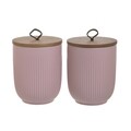 Set 2 recipiente cu capac Bria, InArt, Ø11x14 cm, portelan, roz
