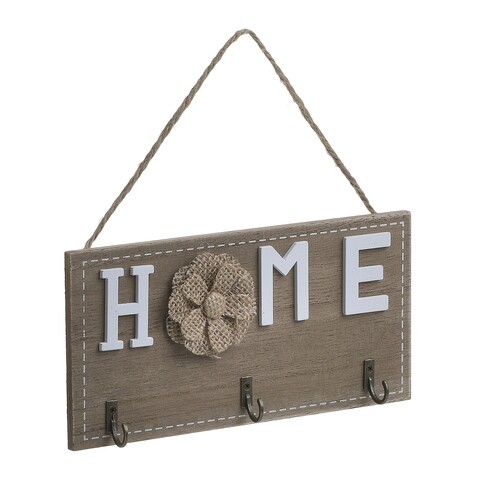 Suport pentru chei Home, InArt, 20x3x10 cm, MDF, natural