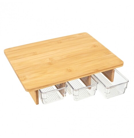 Tocator cu 3 compartimente, Cook Concept, 30 x 25 x 7 cm, lemn/plastic
