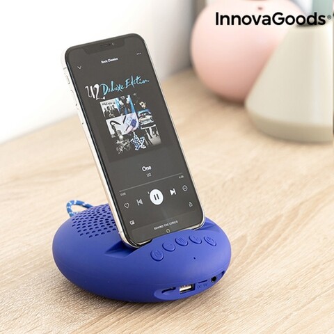 Boxa fara fir cu suport pentru dispozitive Sonodock InnovaGoods, 12x4.5x12 cm, albastru