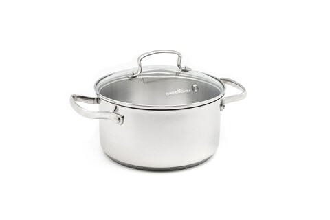 Oala cu capac, Greenpan, Profile Plus, 18 cm Ø, 2.1 L, inox/sticla
