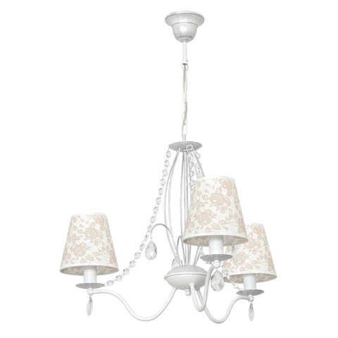 Lustra, Eurostil Light, Secret, 78 x 64 cm, 3 x 40 W, E14, 220 V, metal/textil, alb