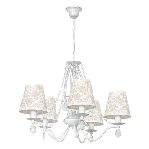 Lustra, Eurostil Light, Secret, 78 x 64 cm, 5 x 40 W, E14, 220 V, metal/textil, alb