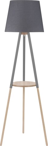 Lampadar, Eurostil Light, Vaio, 40 x 40 x 148 cm, 60 W, E27, 220 V, metal/lemn/textil, gri