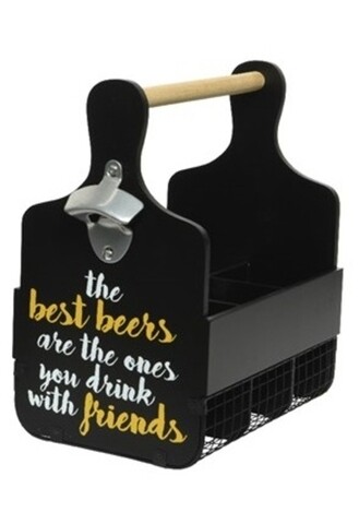 Suport pentru sticle cu desfacator Best Beers, Decoris, 29x18.5x30.5 cm, negru