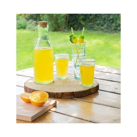 Set 4 pahare si sticla Beverage, Decoris, transparent, sticla