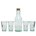 Set 4 pahare si sticla Beverage, Decoris, transparent, sticla