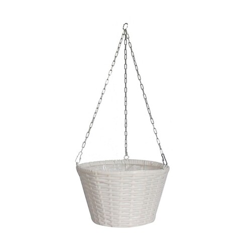 Suport suspendabil pentru ghiveci Creaciones Meng, 20x12 cm, poliratan, alb
