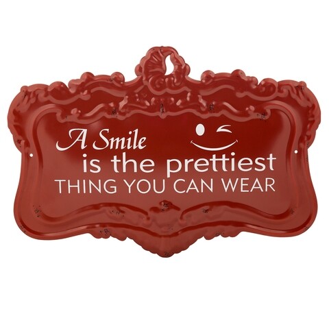 Placuta decorativa Smile, Creaciones Meng, 30x45 cm, fier, rosu