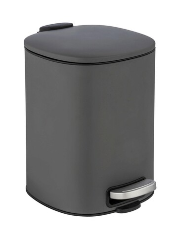Cos de gunoi, Wenko, Alassio, 20.5 x 24.5 x 27 cm, 5 L, inox/polipropilena, gri/negru