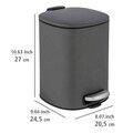Cos de gunoi, Wenko, Alassio, 20.5 x 24.5 x 27 cm, 5 L, inox/polipropilena, gri/negru