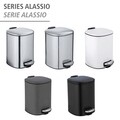 Cos de gunoi, Wenko, Alassio, 20.5 x 24.5 x 27 cm, 5 L, inox/polipropilena, alb/negru