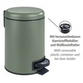 Cos de gunoi, Wenko, Leman, 17 x 22.5 x 25 cm, 3 L, inox/polipropilena, verde inchis