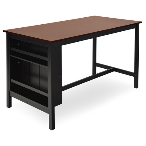 Masa bar cu depozitare laterala, Cindy, 150 x 75 x 91 cm, MDF, maro/negru