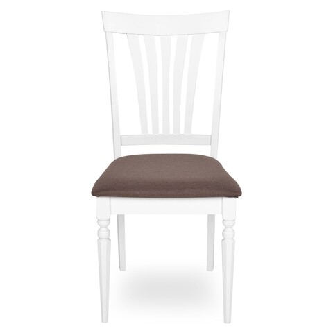 Scaun dining cu sezut tapitat, Misty, 45 x 53 x 94 cm, lemn, maro/alb