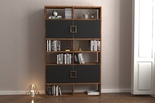 93x22x150 cm, Aluna/Negru