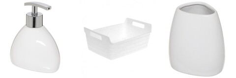 Set accesorii pentru baie, 3 piese, Five, ceramica/polipropilena, alb