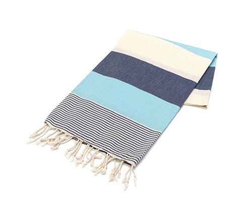 Prosop de plaja Amerikan, Eponj Home, 100x180 cm, bleumarin/menta